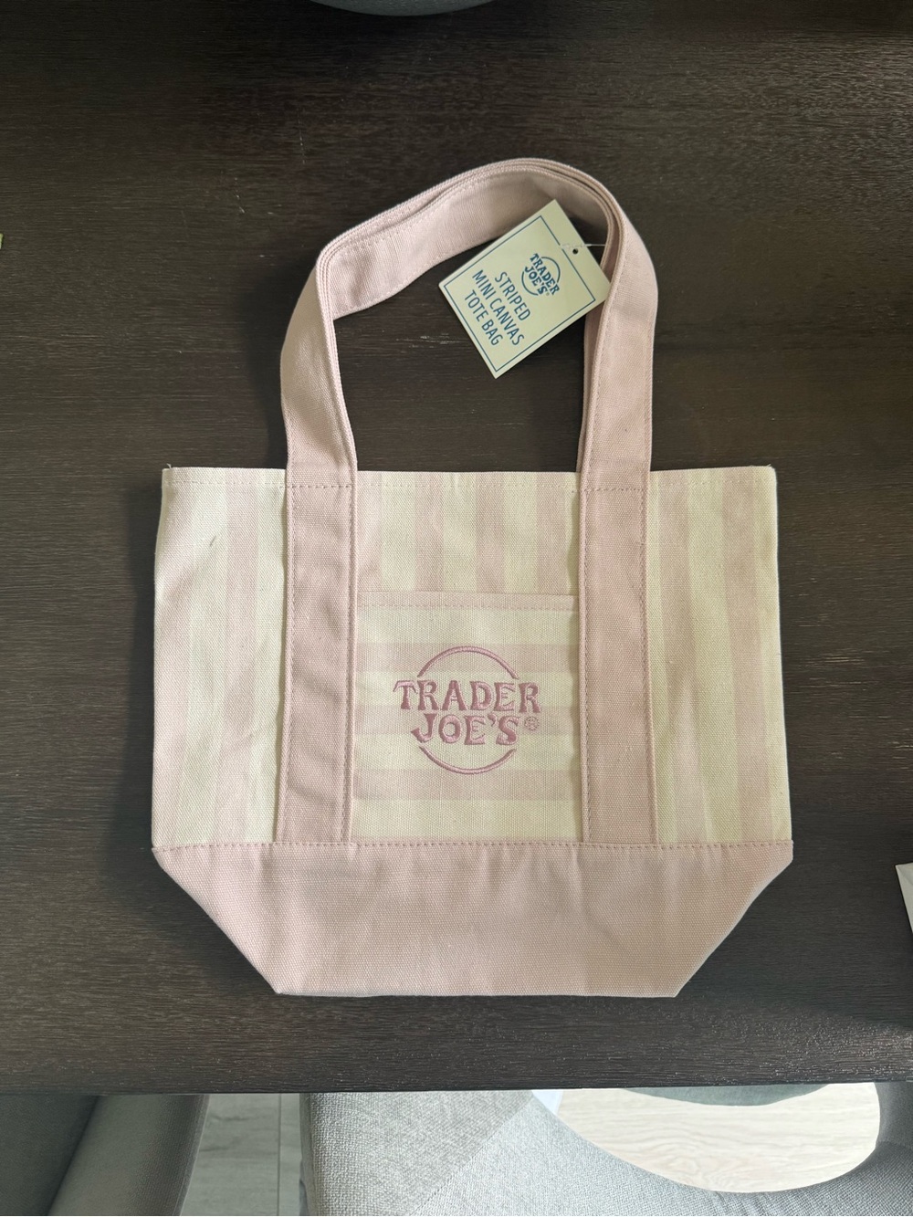 Trader Joe's Pink Striped Canvas Tote